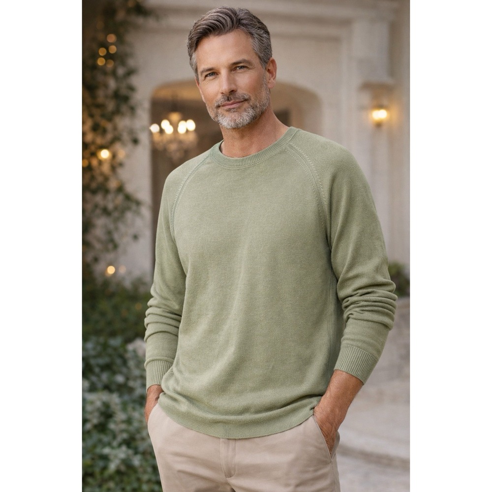 Banana Republic Supima Cotton Sweater Green Crewneck Size XXL Y2K Heritage‎